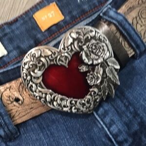 Red Heart Enamel Buckle Belt size M